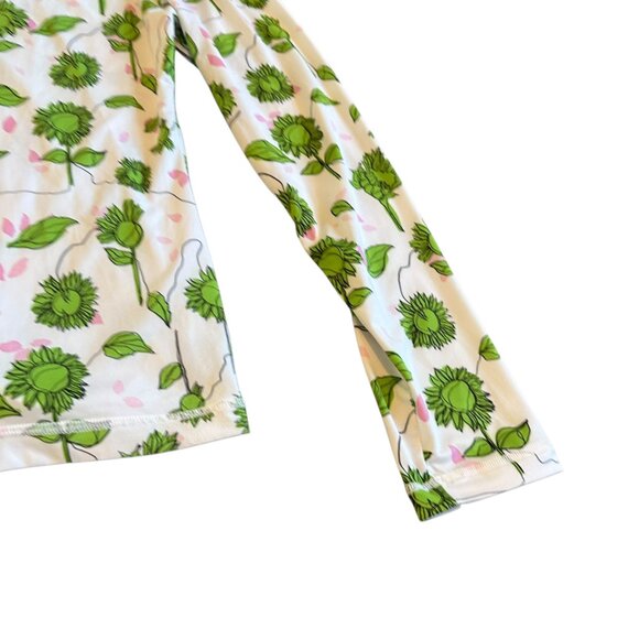 Stine Goya Juno Long Sleeve Stretch Shirt Green Sunflower Print Size Medium - Picture 11 of 12